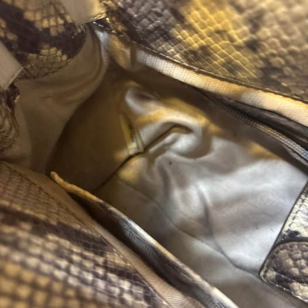 Michael Kors Hamilton Croc Embossed Python Leather Satchel Purse - Picture 7 of 10